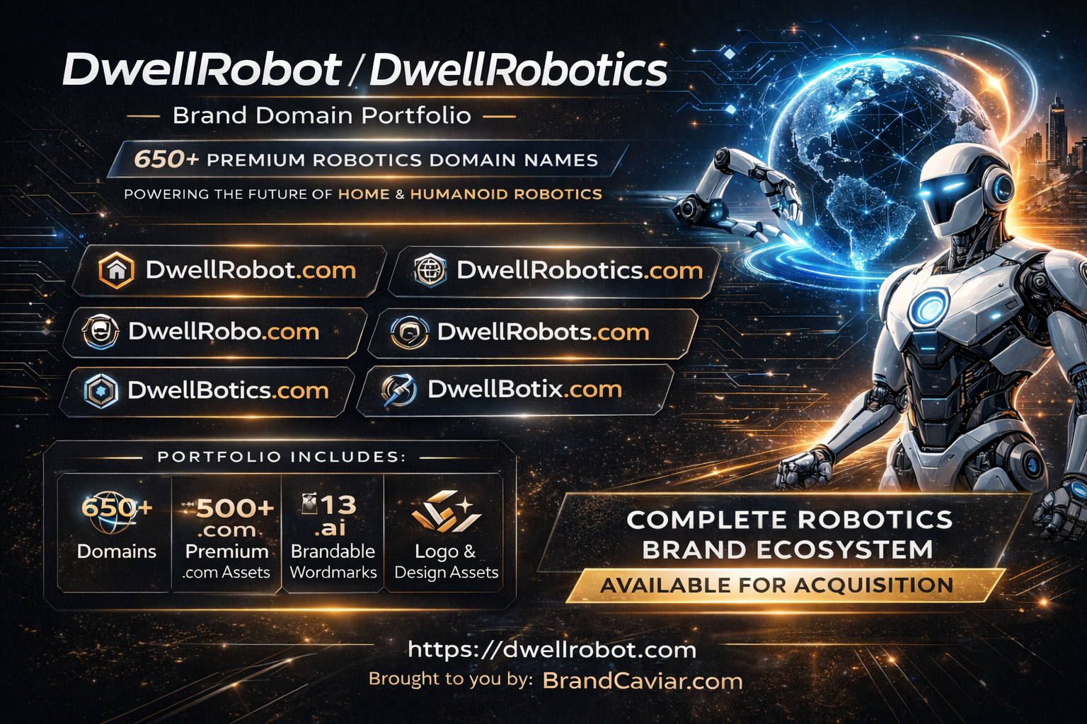 DwellRobot and DwellRobotics domain portfolio preview including core domains and acquisition summary